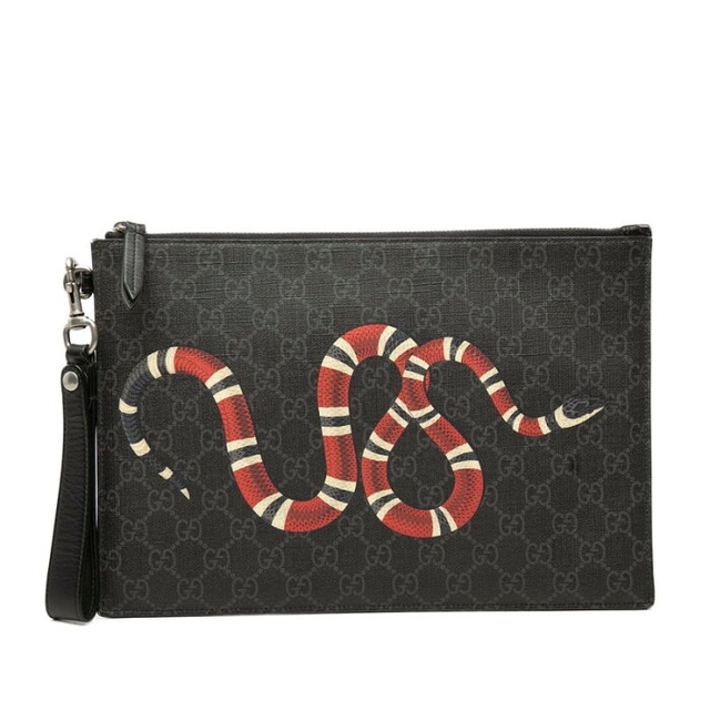 グッチ GGスプリーム キングスネーク 蛇 クラッチバッグ 473904 ブラックマルチカラー PVC レザー レディース GUCCI 【中古】