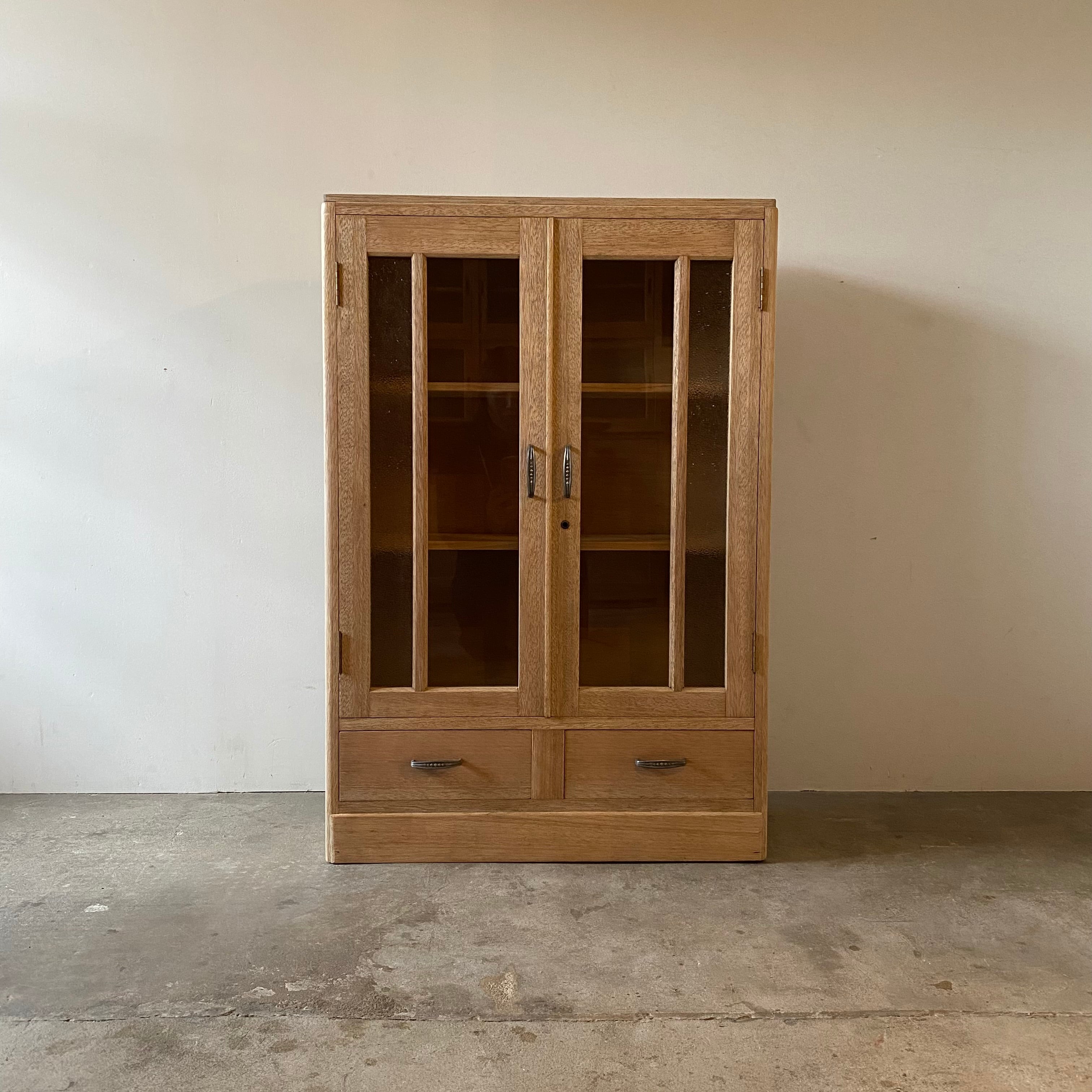 ダイヤガラスのキャビネット　引き出し付き　0839