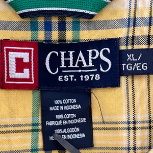 【CHAPS】 チェック イエロー 柄シャツ オーバーサイズ ビッグサイズ 長袖シャツ XL USA古着