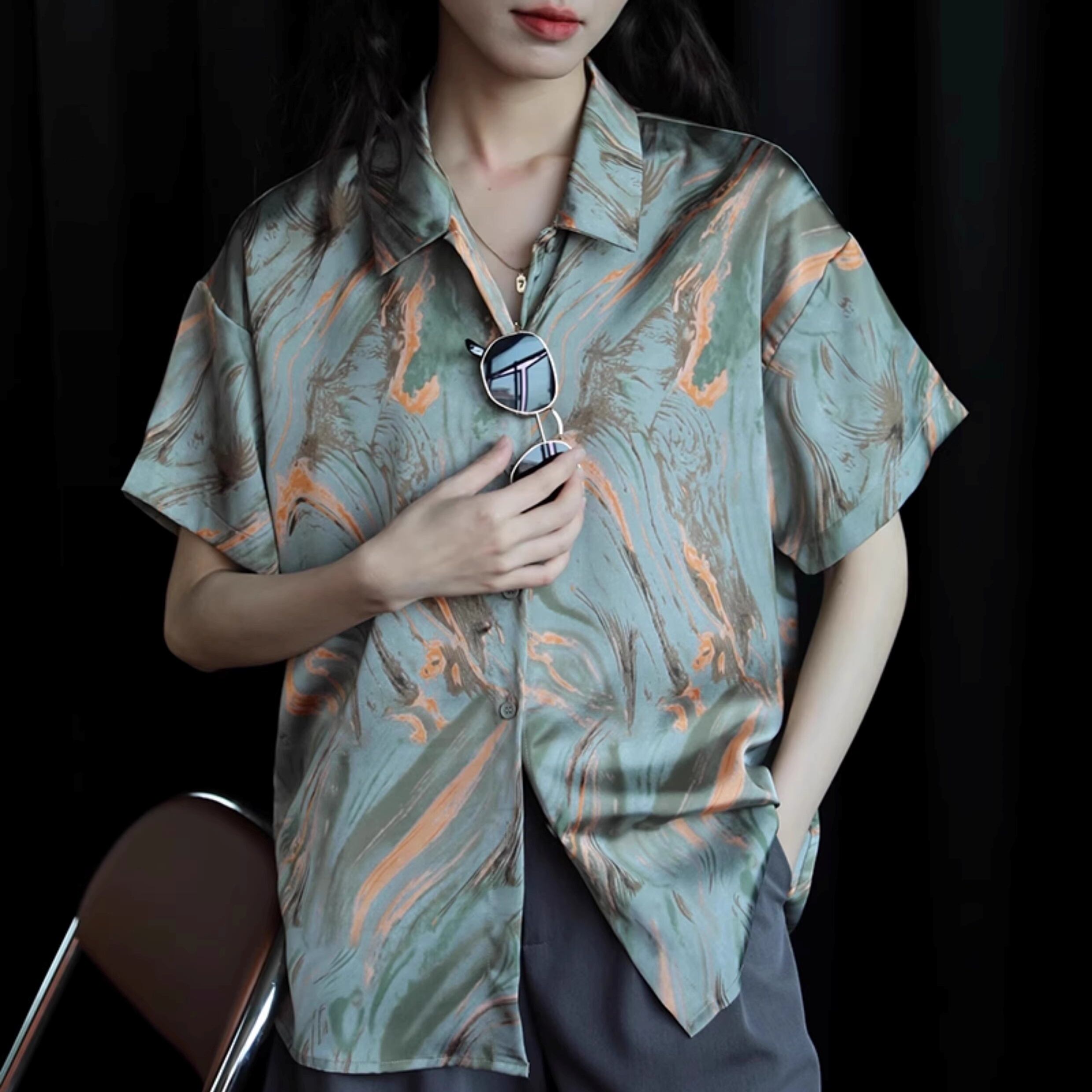 レトロプリントシャツ【G4372】