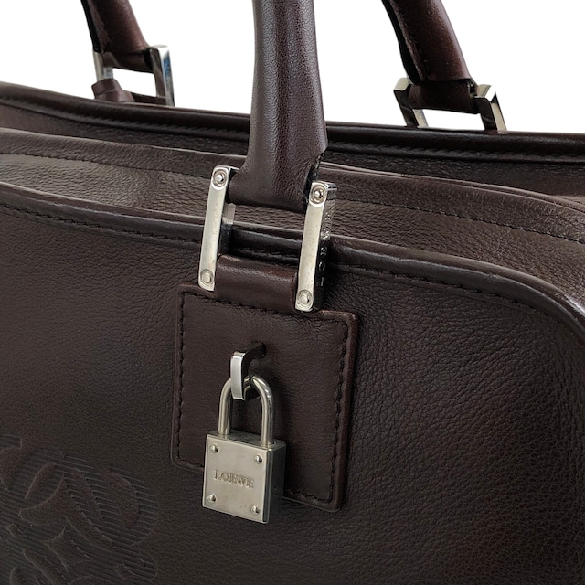 LOEWE ロエベ アマソナ28 ハンドバッグ ブラウン アナグラム レザー ミニボストン vintage ヴィンテージ オールド j32ajs