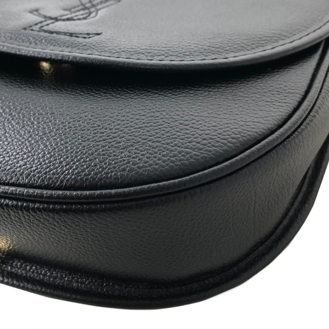 Yves Saint Laurent 　イヴ ・サンローラン　YSL型押し　エンボスレザー　フラップ　ショルダーバッグ　ブラック　 vintage　ヴィンテージ　オールド　jvb8j4