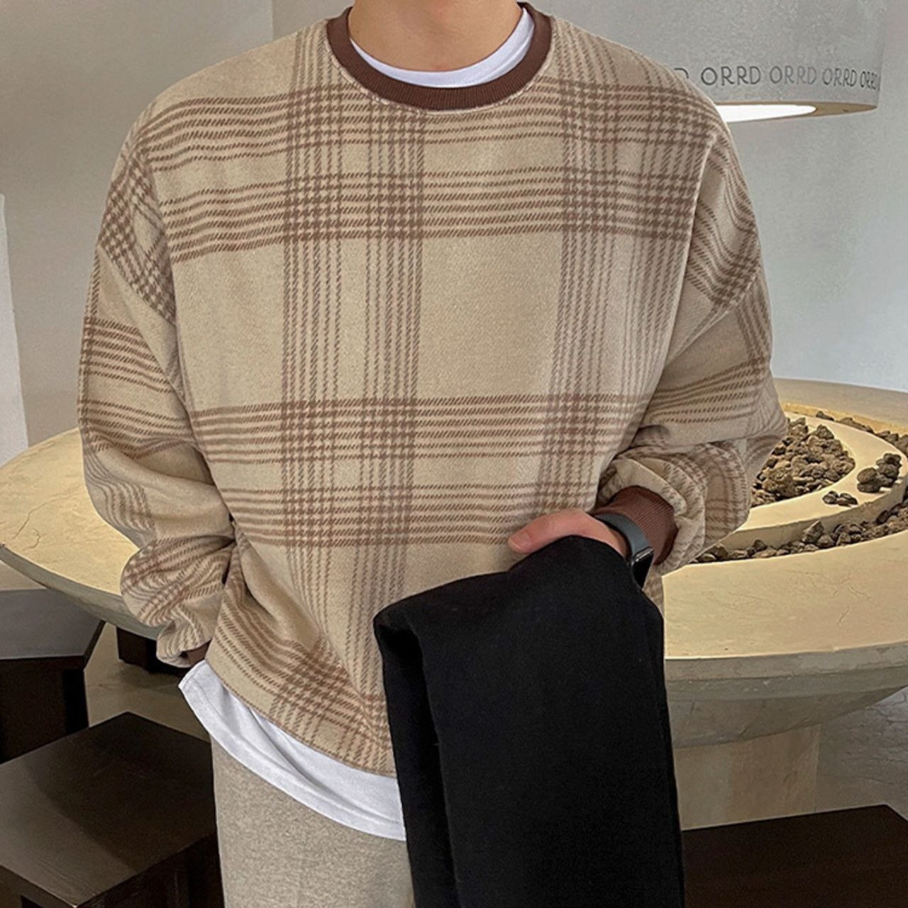 チェックパイピングニット　MT0080327