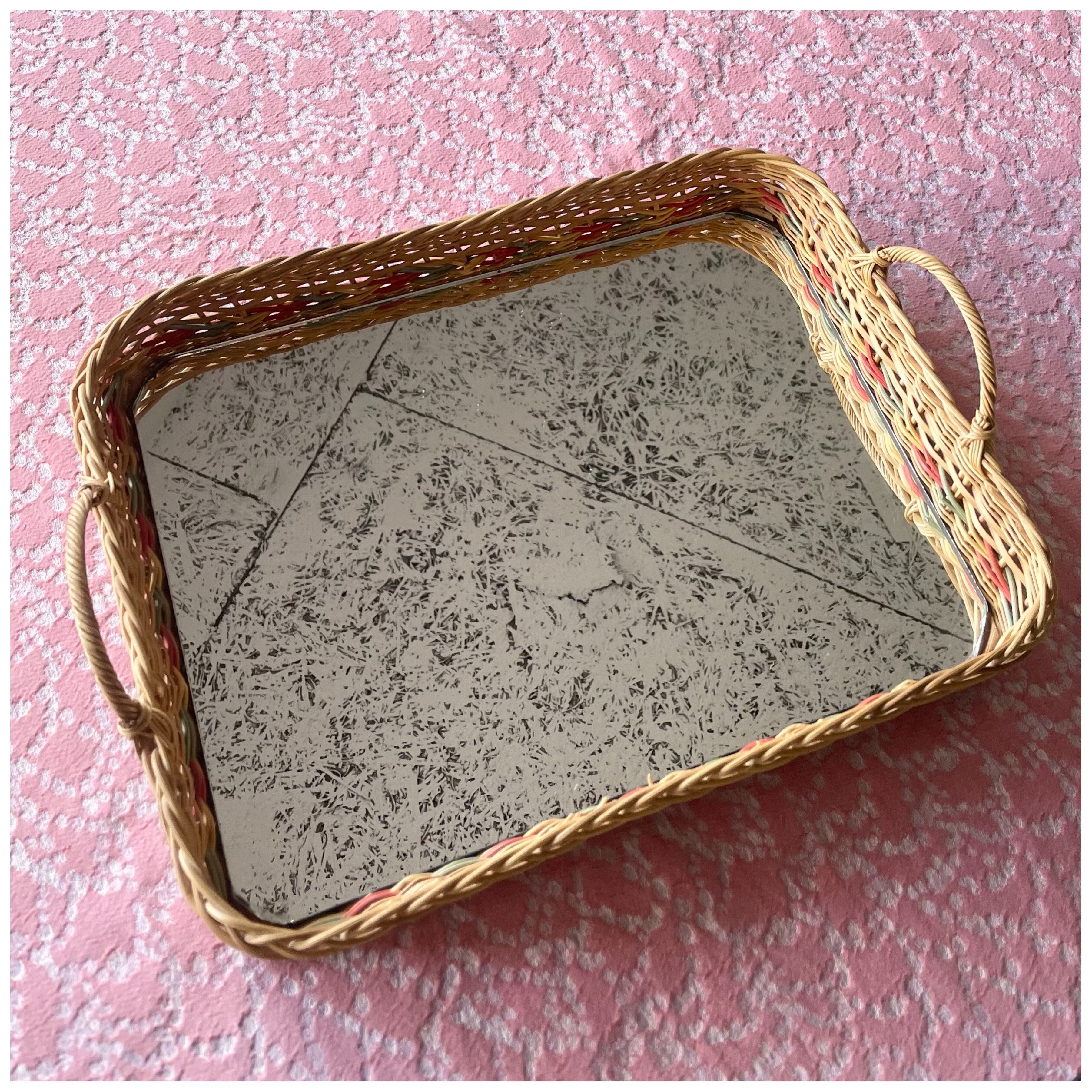 フランス ヴィンテージ ミラートレイ トレー ラタン | KIRA CLOSET vintage