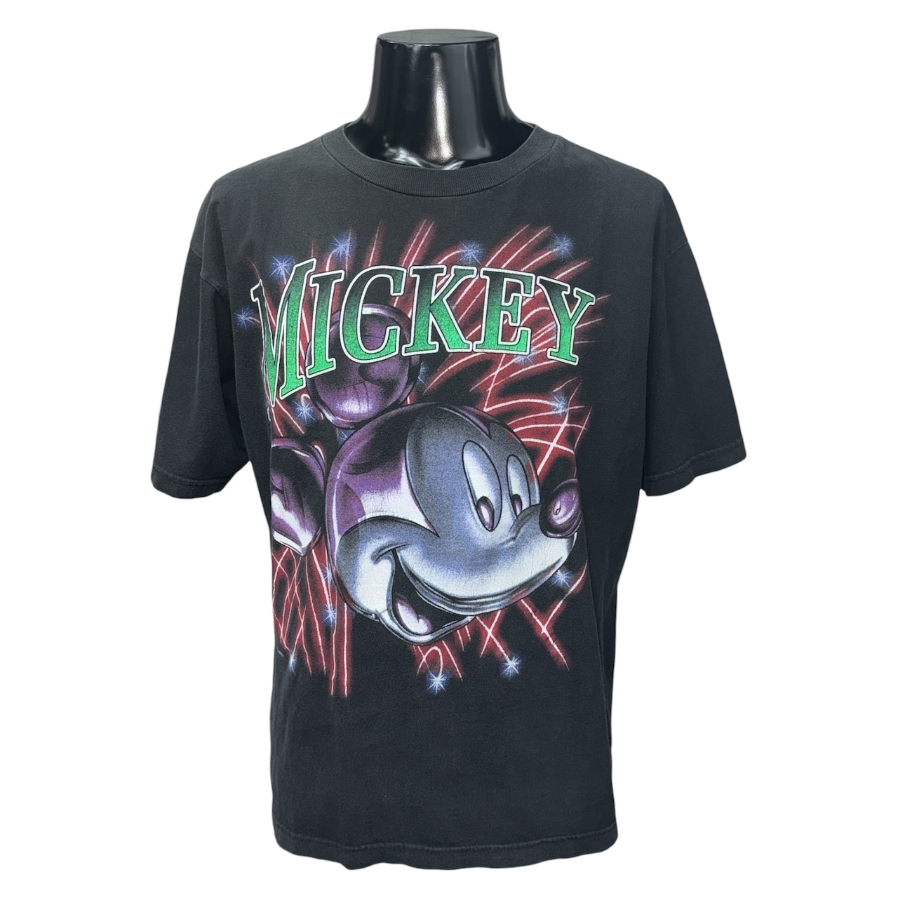 【DISNEY】90sミッキーマウス "Metallic Fireworks" グラフィック Tシャツ
