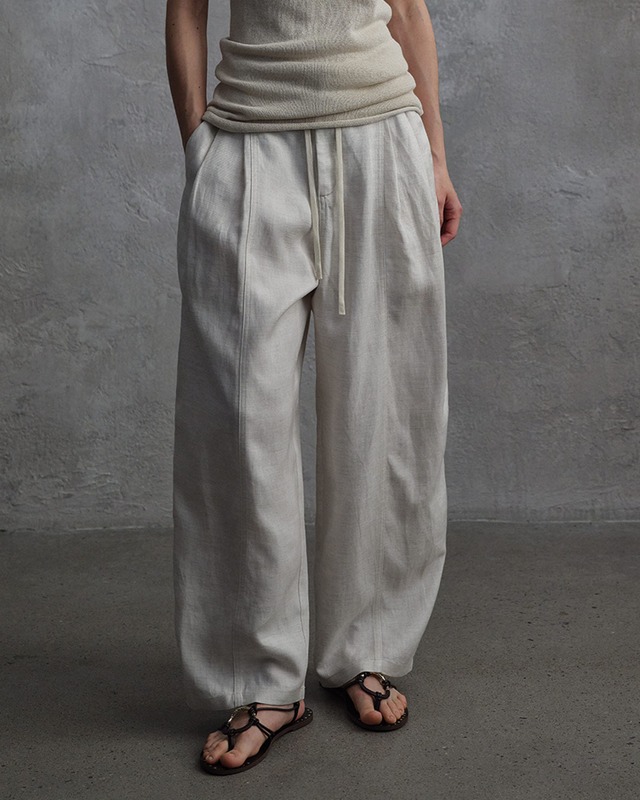 Linen Blend Drawstring Trousers