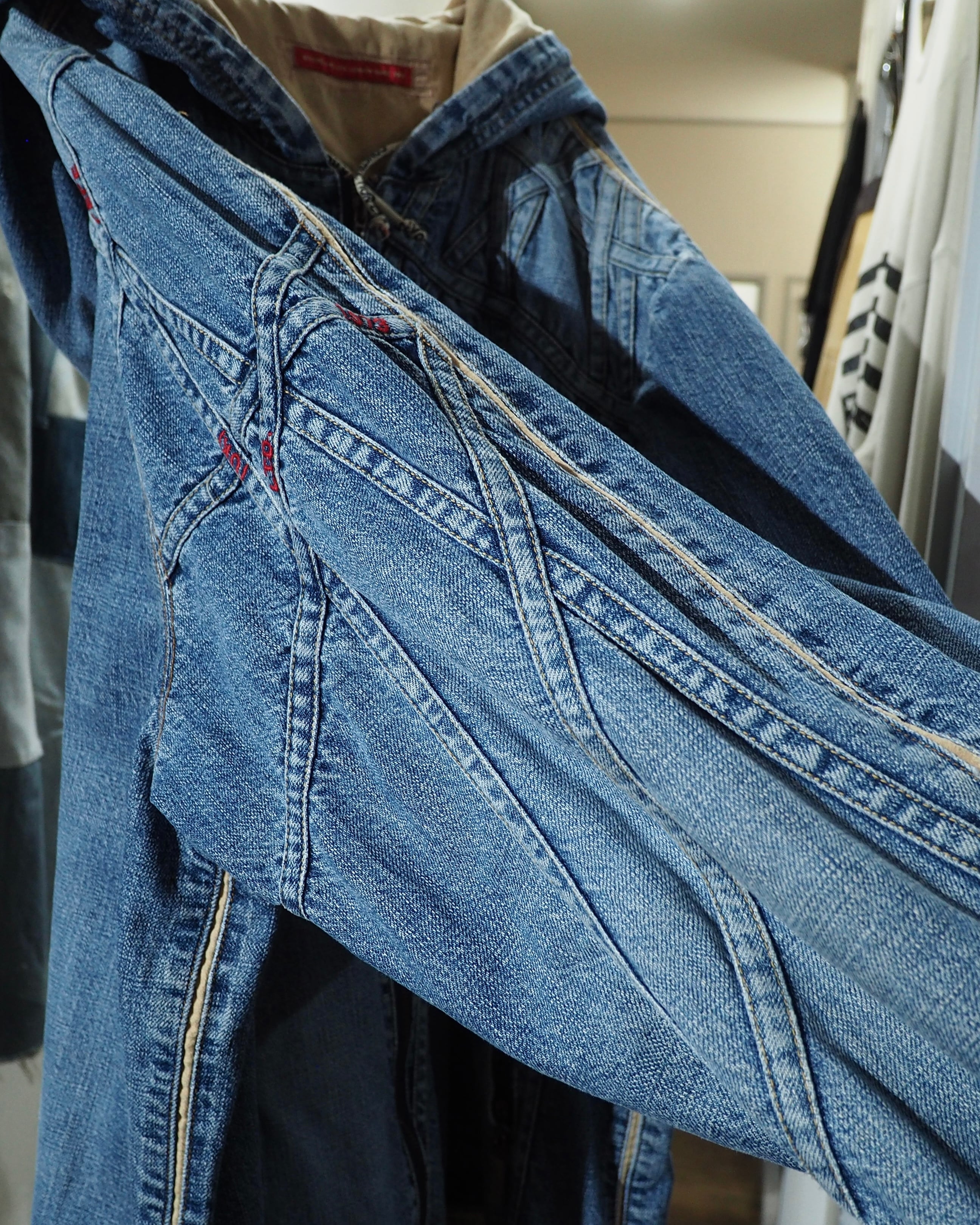 1990s ” Special - PEPE JEANS ” Crossed Lines × Logo Embroidery Vintage Loose Hoodie Denim Jacket