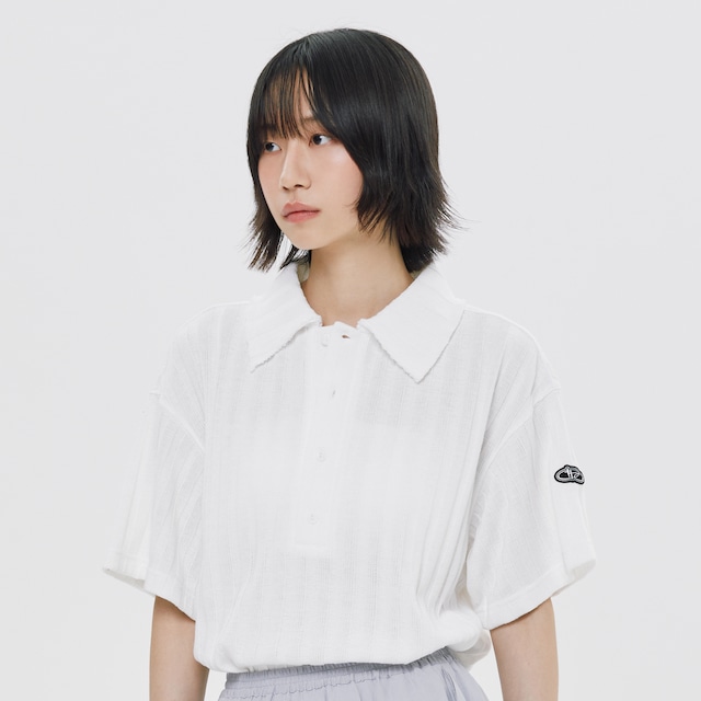 DAMAGE COLLAR POLO SHIRT_WHITE