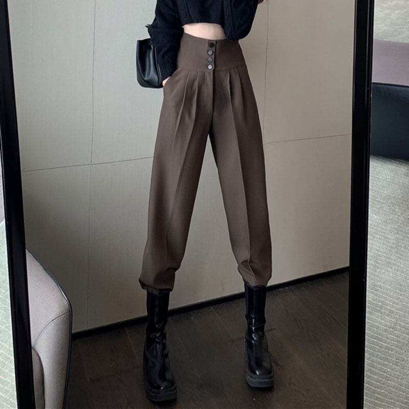 パンツ オータムウィンタースタイルハイウェストルーズカジュアルオーバーオール 秋物 冬物 YY-ファッション14326479716