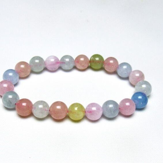ミックスカラーベリル ブレスレット 9mm 一点物 メール便可 [M便 1/10] 111-48763
