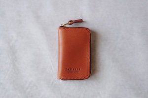 【ラウンドファスナーミニ財布】手のひらサイズ コンパクト ミニ財布 コインケース付き コニャック