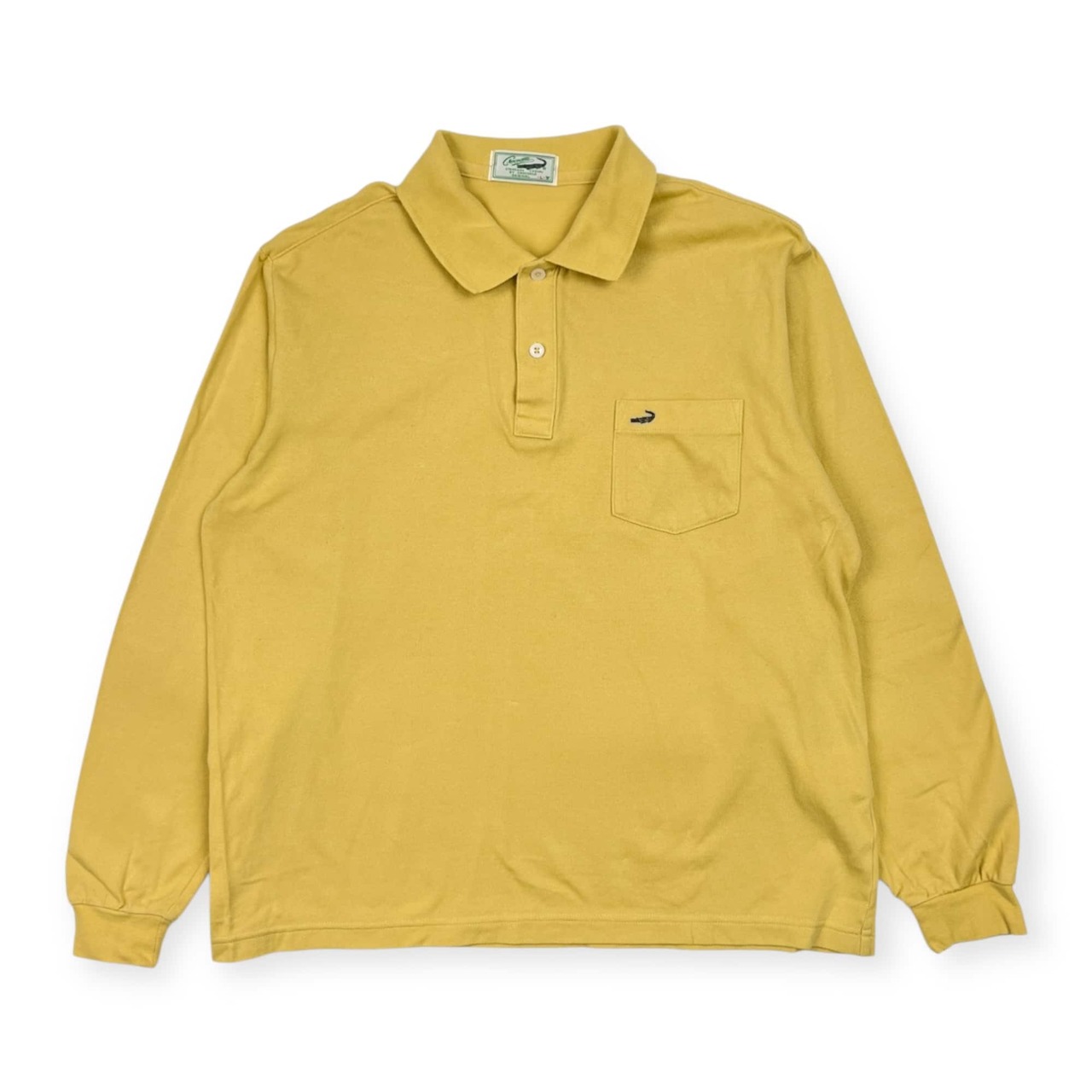 Crocodile クロコダイル 鹿の子 長袖 ポロシャツ L/くすみイエロー系 メンズ