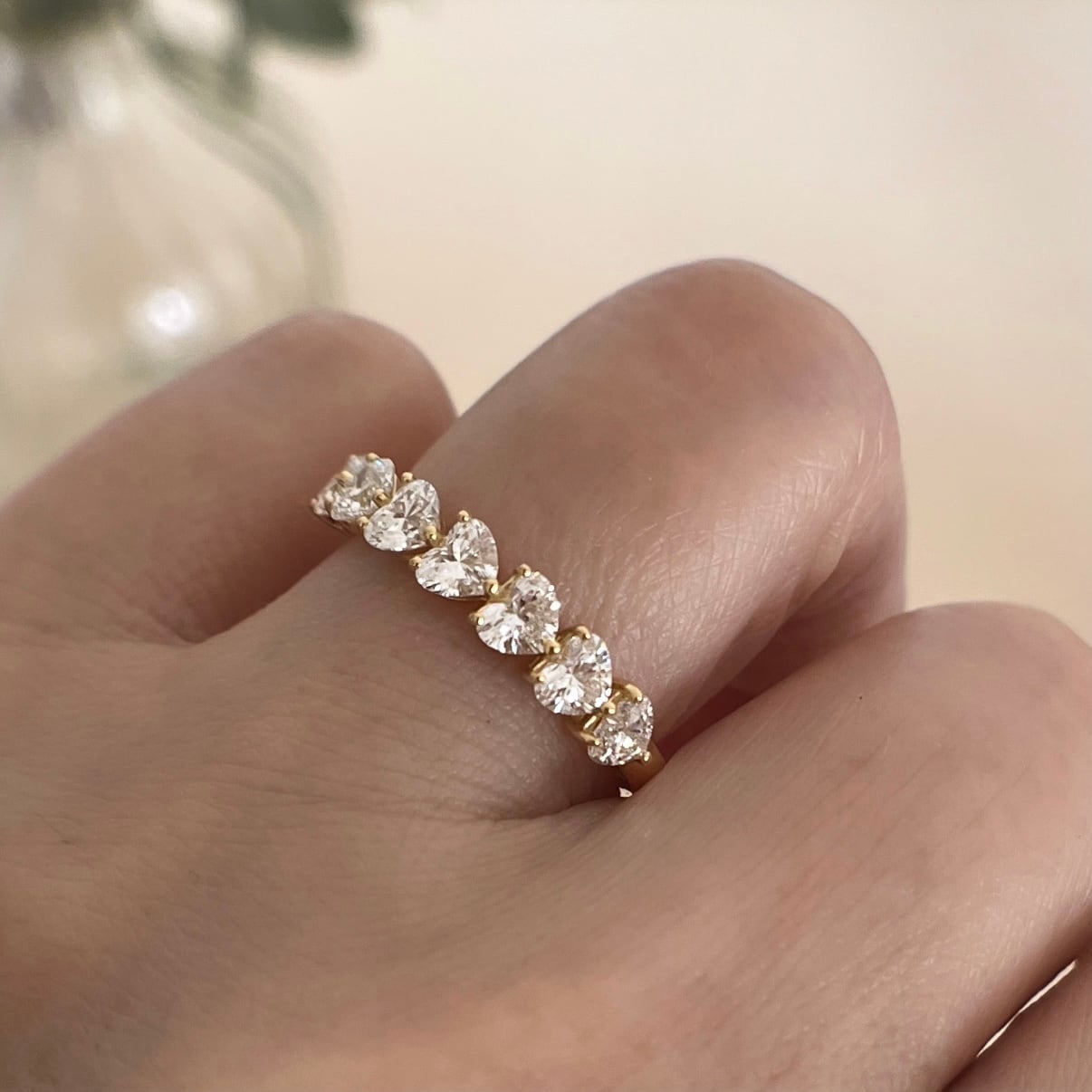 ハートシェイプカット ハーフエタニティ ダイヤモンドリング 1.00ct