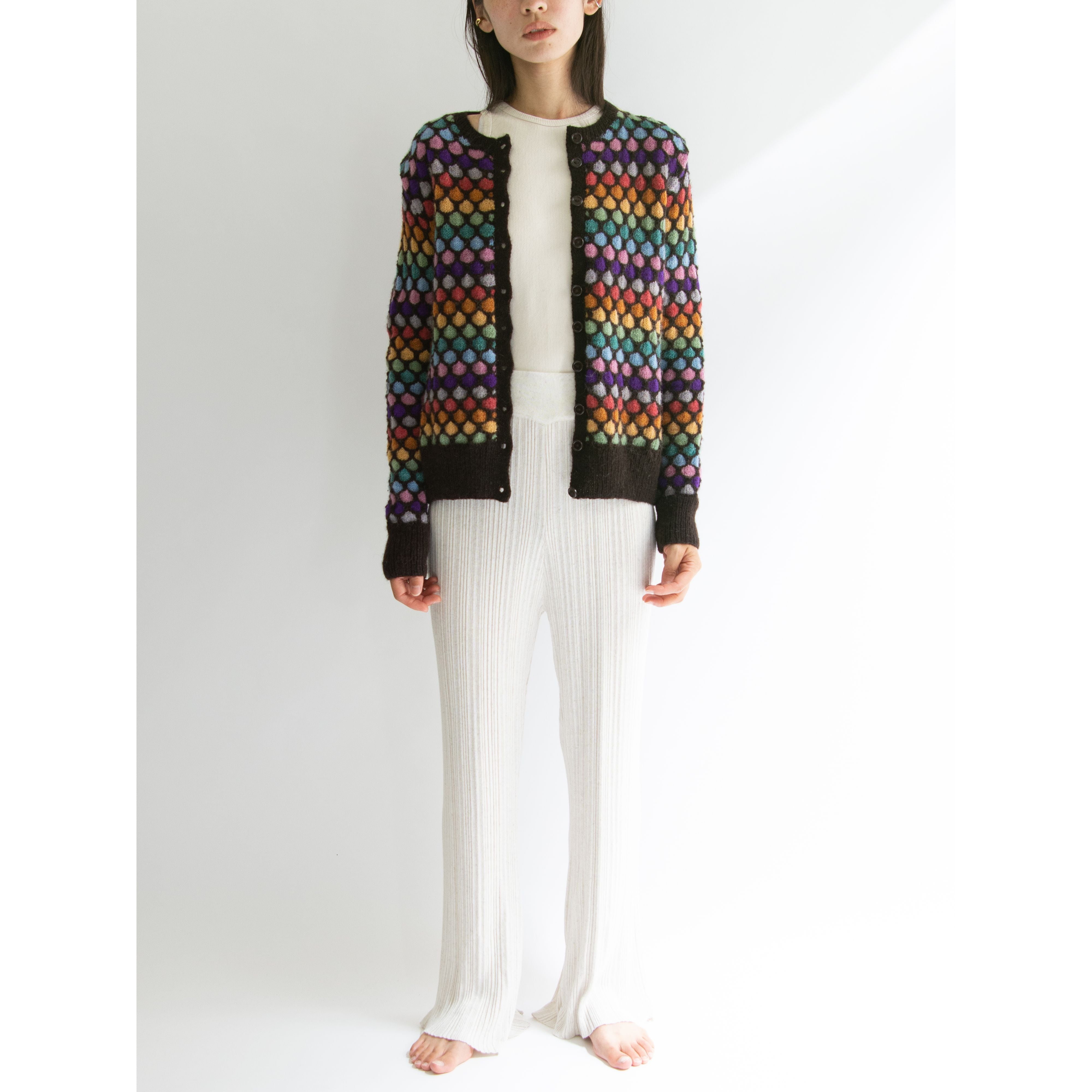 【Valerie Dunlop】Handmade in England 100% Wool Honeycomb Cardigan（英国製 ハンドニットウールハニカムカーディガン セーター）
