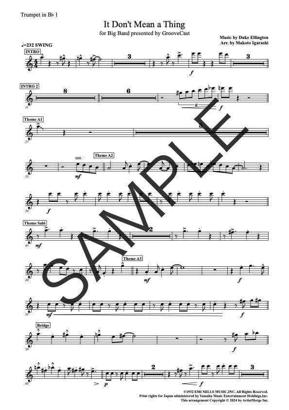 It Don't Mean a Thing」ビッグバンド用楽譜 | GrooveCast