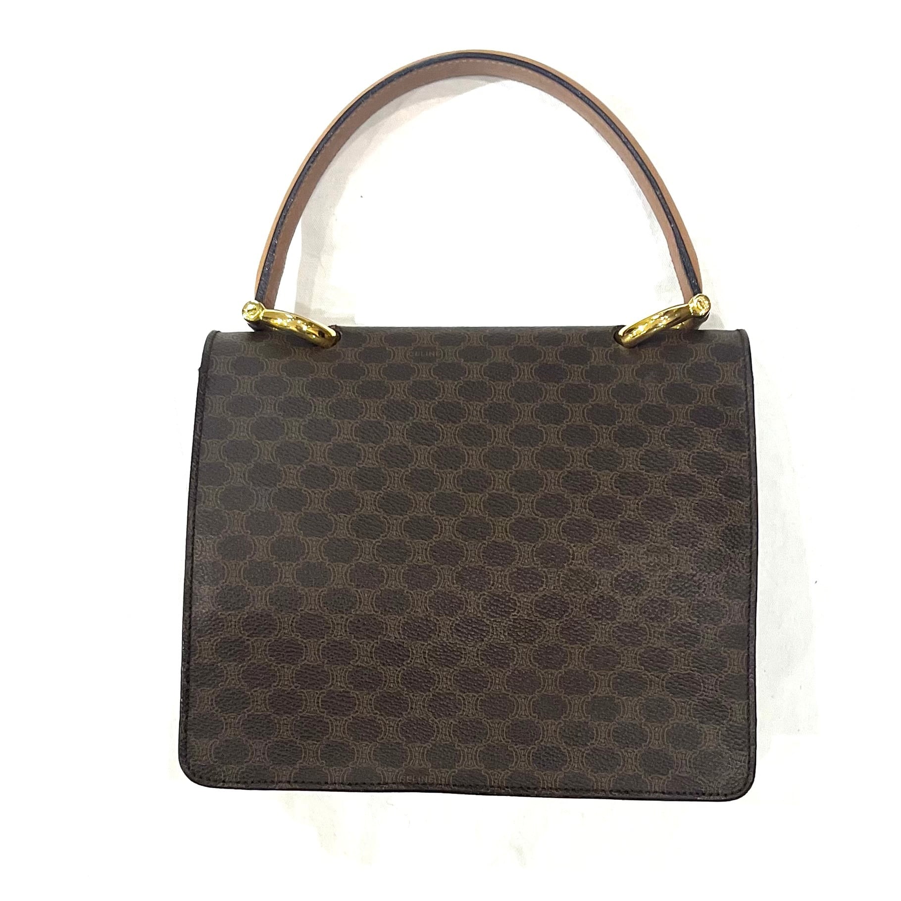 CELINE セリーヌ マカダム柄 ハンドバッグ ヴィンテージ　ジャンク CELINE】 ヴィンテージセリーヌ マカダム柄 二重フラップ ハンドバッグ