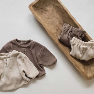 【秋作】クールネック長袖シャツ＋かぼちゃんパンツ　全2色