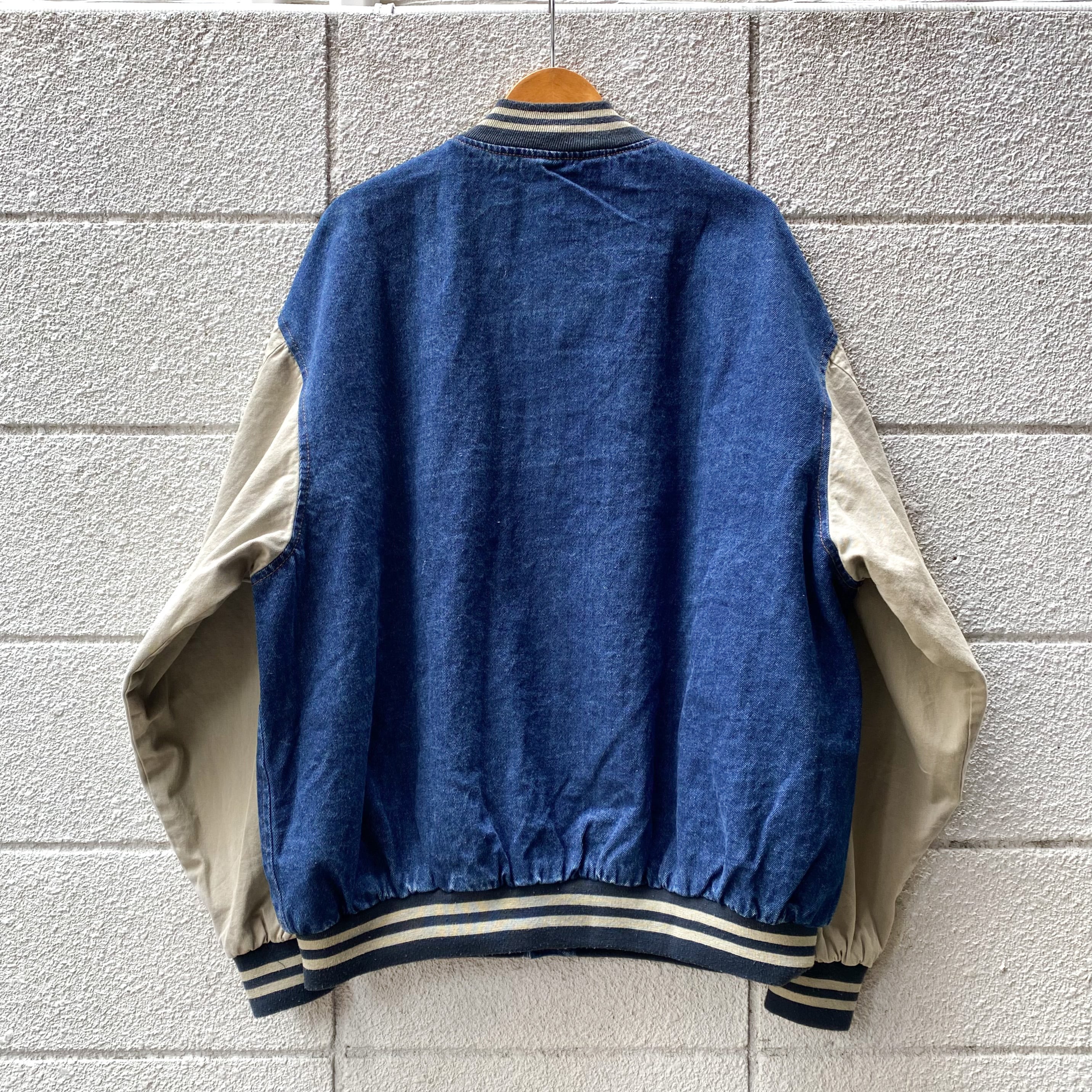 90's NORMAN TODD Denim Stadium Jaket XL / デニム スタジャン