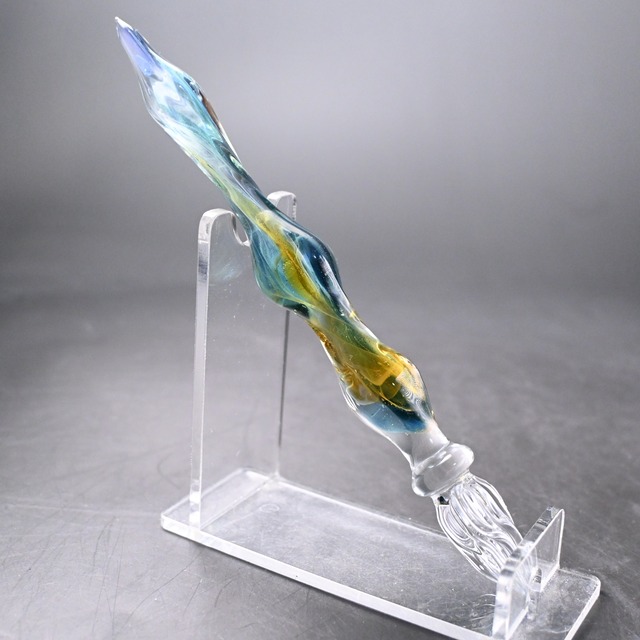 ガラスペン　青と黄色　82