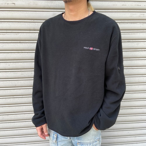 POLO SPORT ラルフ　ワンポイントロゴフリースプルオーバー　黒　L