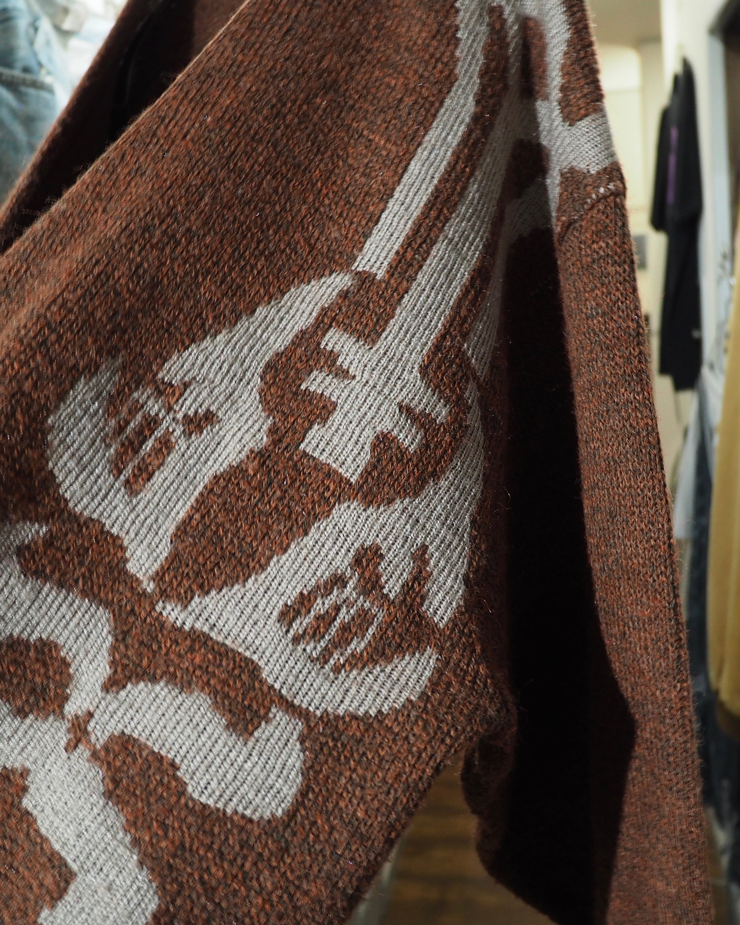 1980s ” 骨 - Bone ”Geometric Pattern Weaving Vintage Knit Cardigan