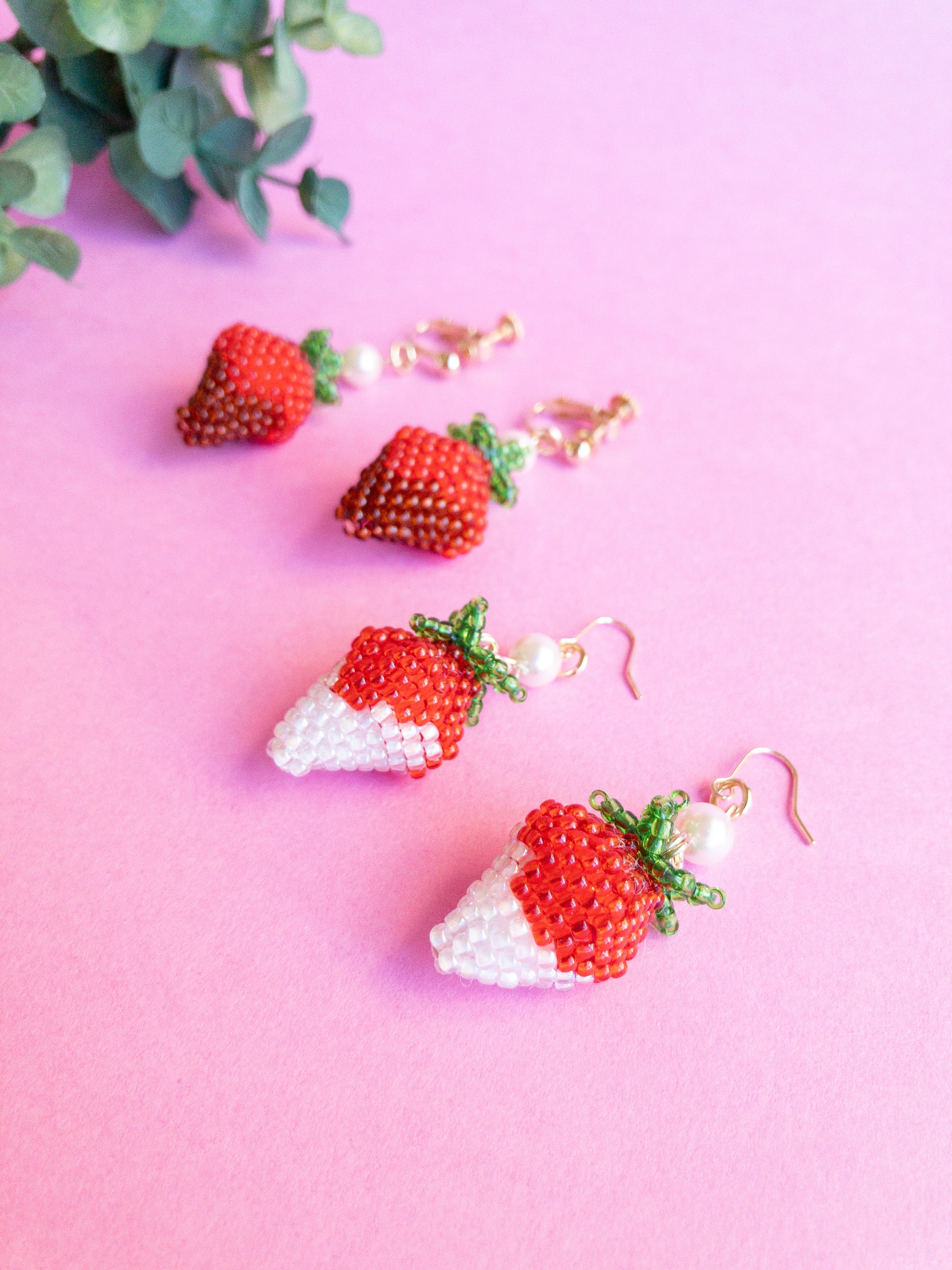 チョコがけいちごのピアス＆イヤリング | うさのひみつきち