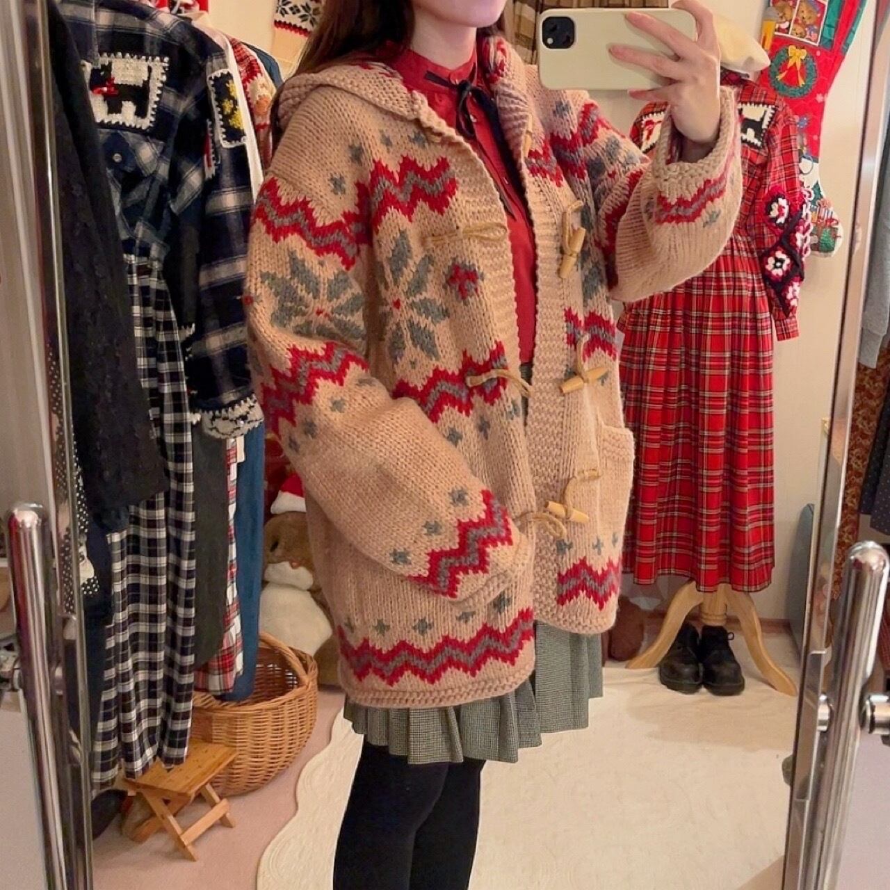 snowflake cowichan knit hoodie