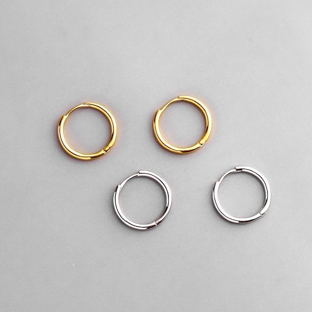 S925 simple hoop pierce（ 11㎜、13㎜ 、15㎜ ）  #p19