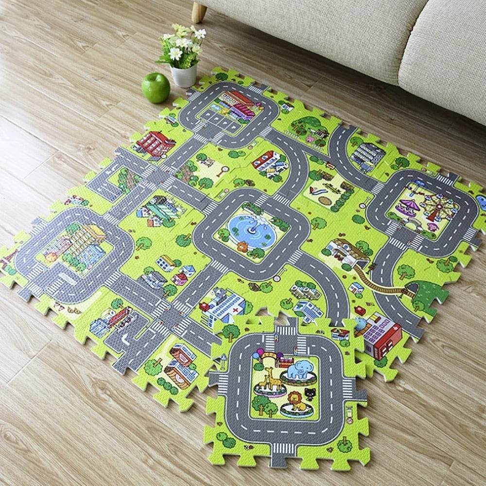 駐車場 マット 子供 都市 交通地図 クロールマット ゲーム おもちゃ 車