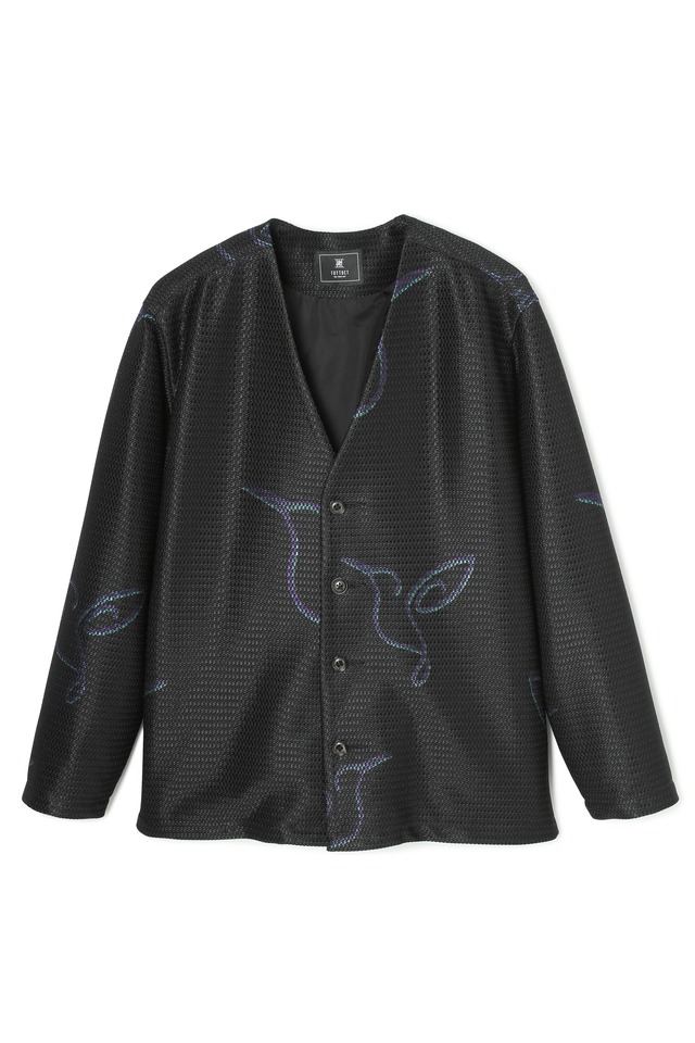 RASCHEL MESH NOCOLLAR JACKET BLACK