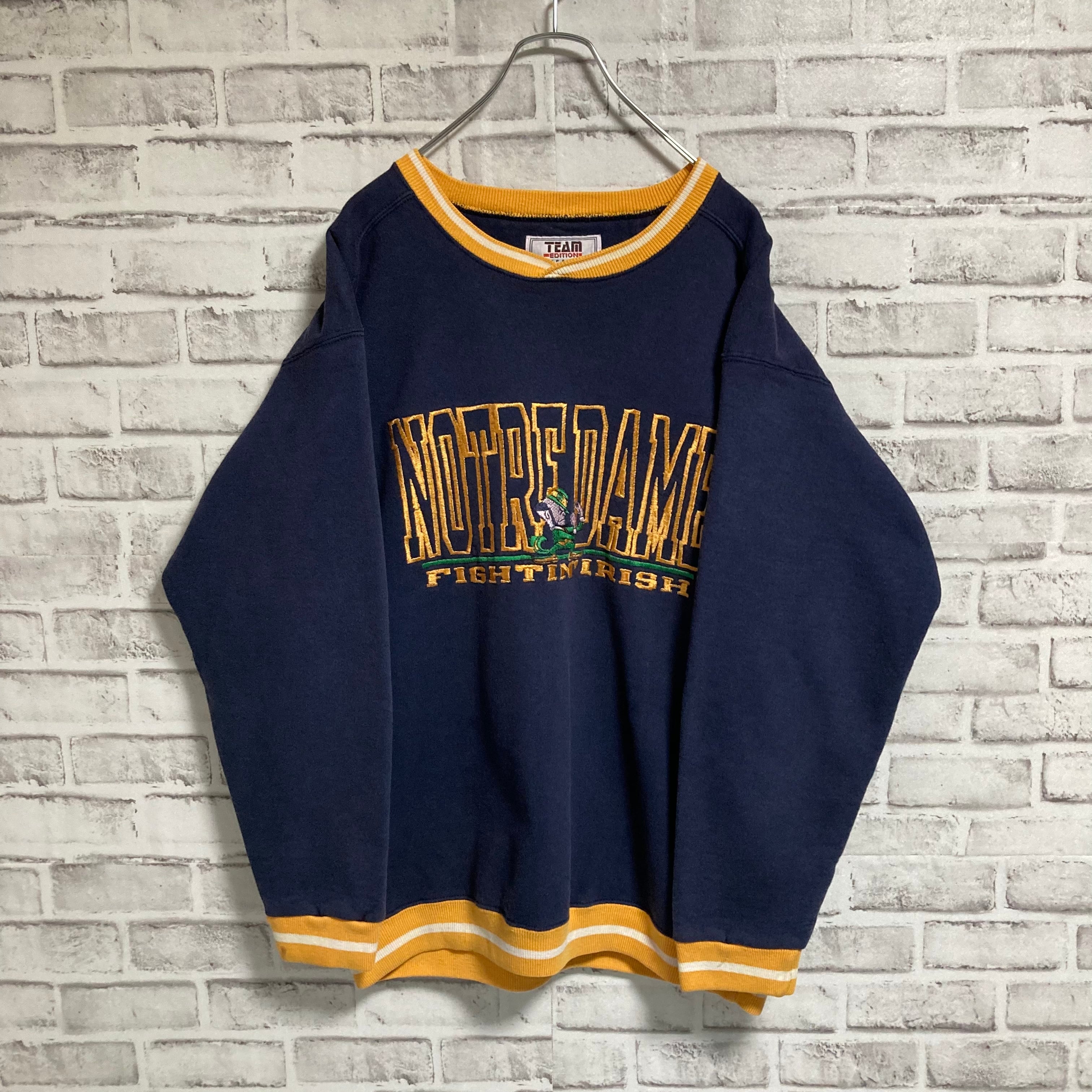 【TEAM EDITION APPAREL】L/S Sweat L Made in USA 90s “NOTRE DAME” スウェット トレーナー  USA製 ノートルダム大学 カレッジロゴ 刺繍ロゴ リブライン vintage ヴィンテージ アメリカ USA 古着