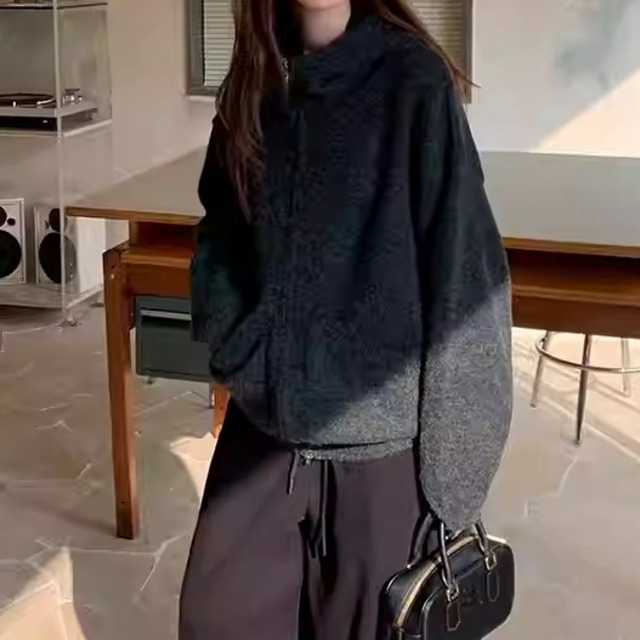 長袖 オーバーサイズ ヒップ丈 プルオーバー パーカー 1color ATO0069