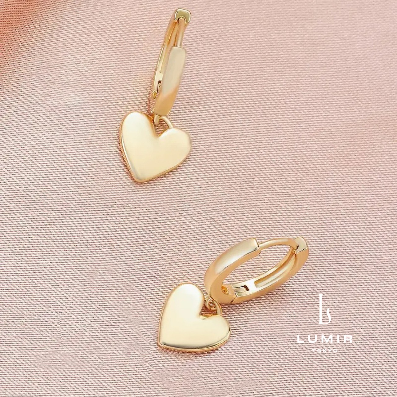 シンプルハートフープピアス