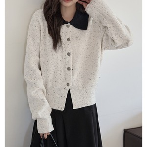 contrast collar knit cardigan