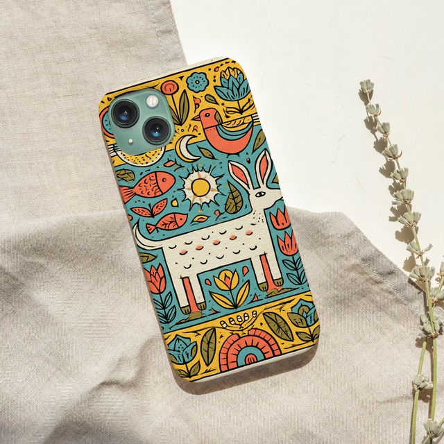 受注生産 iPhoneケース カラフル装飾のサイケフォーク｜民芸装飾 PSYF039A
