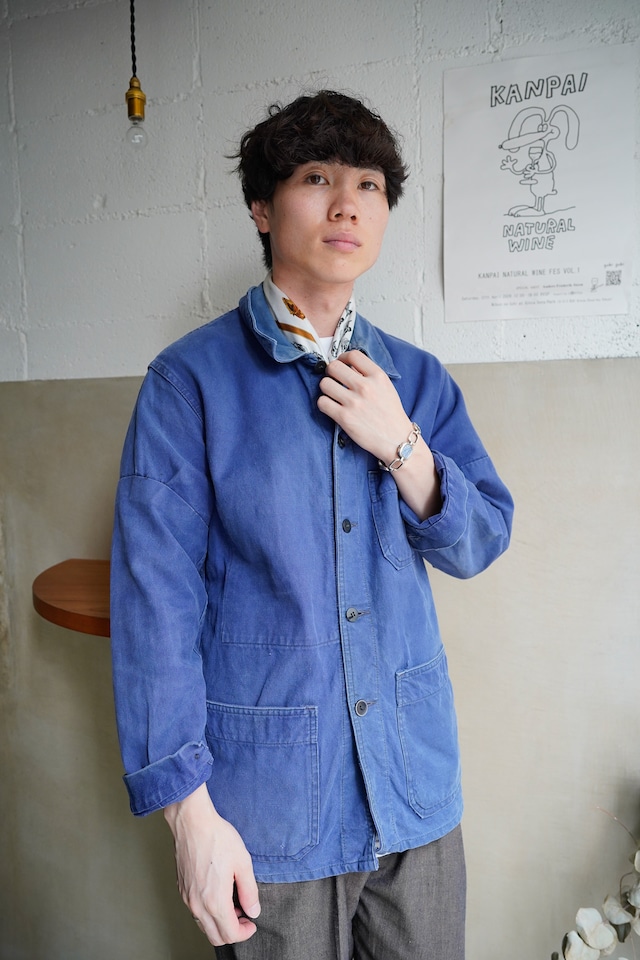 【1960s】"Good Fading" French Work Cotton Twill JKT / 6-287 【1960s】"Good Fading" French Work Cotton Twill JKT / 6-287