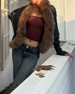 ラクーンファーニットカーディガン A0819