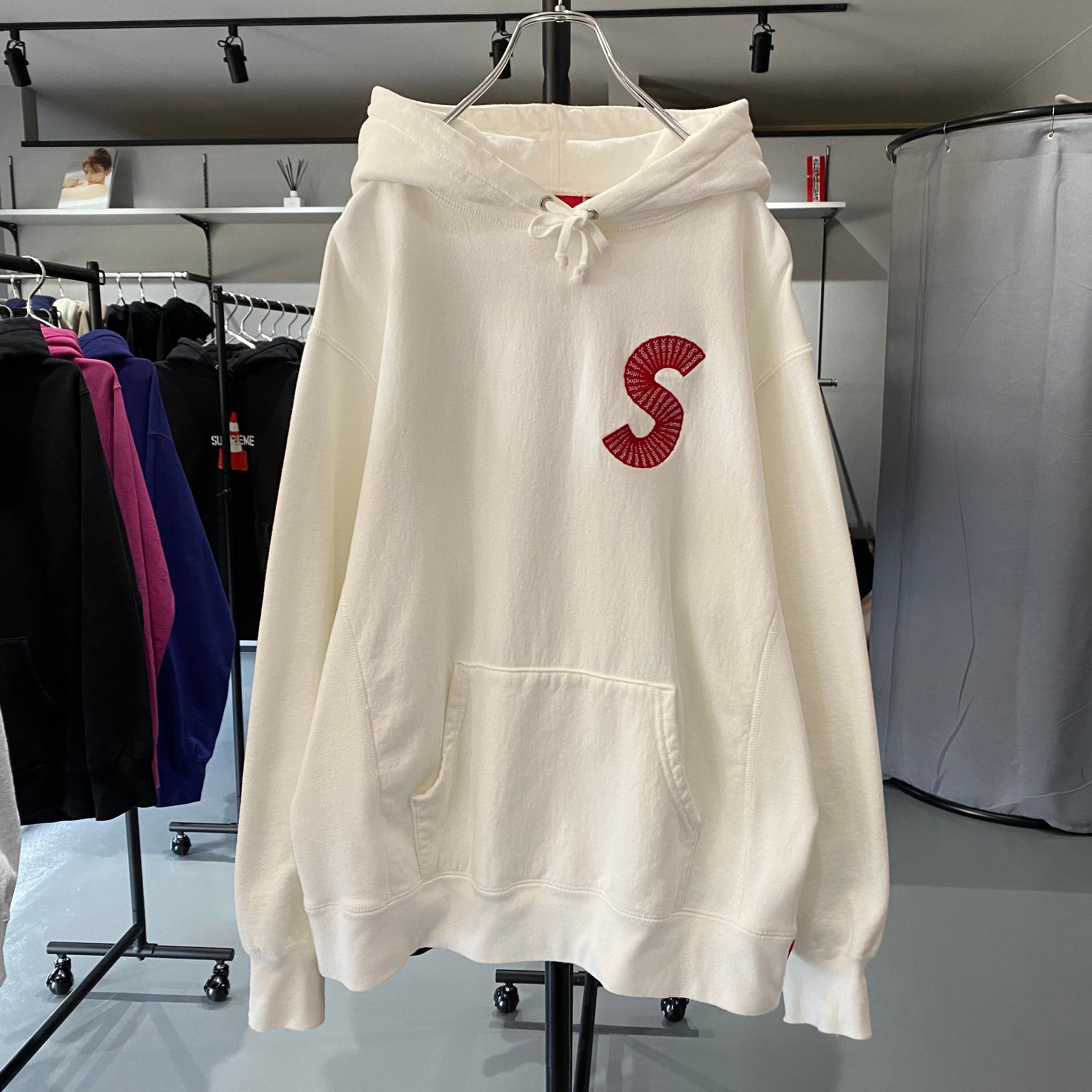 supreme シュプリーム 刺繍エスロゴ 長袖 フーディー パーカー Mサイズ