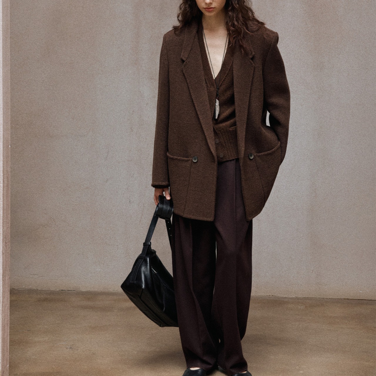 Wool Double-Breasted Oversized  Jacket【2color】  T3591