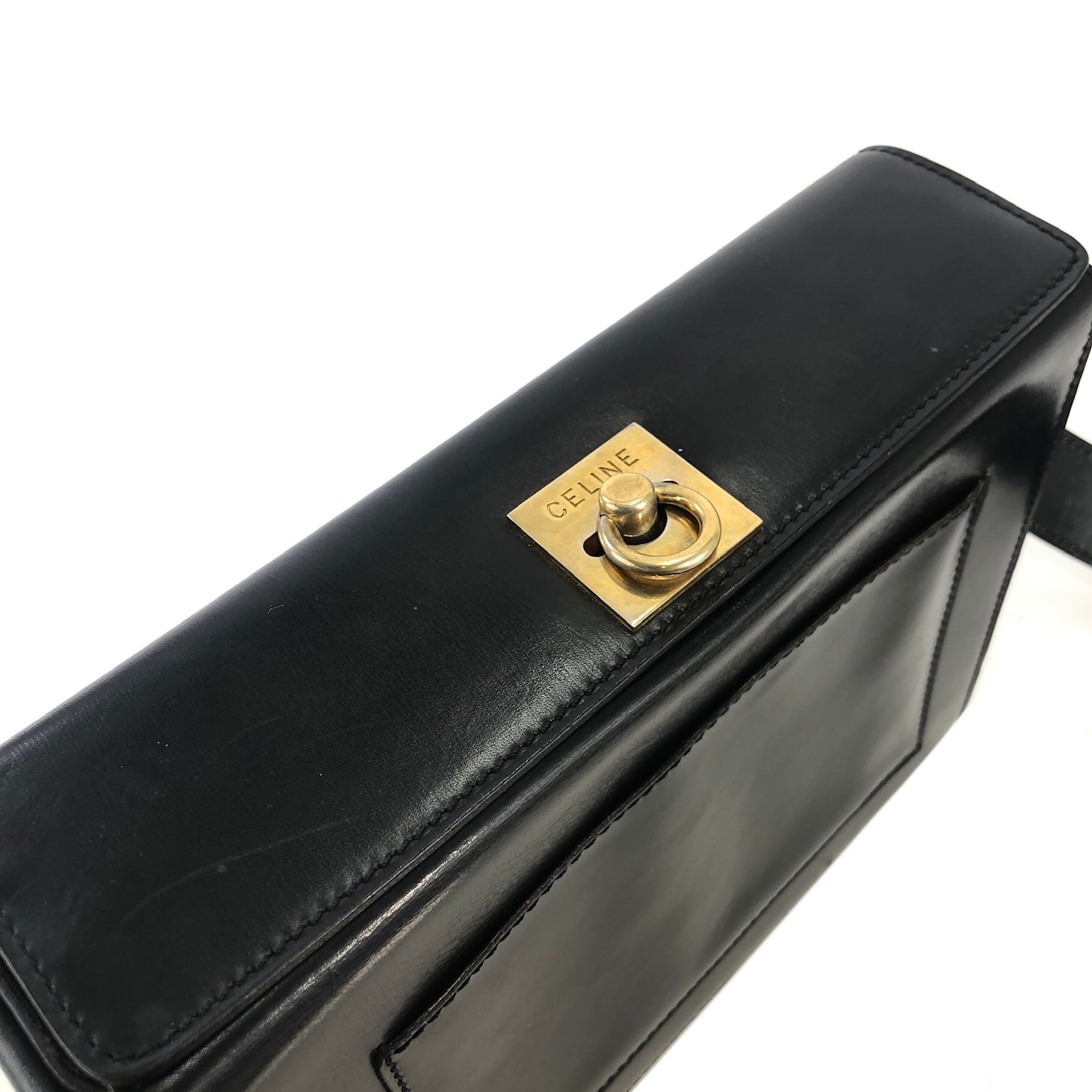 CELINE セリーヌ ガンチーニ ロゴ レザー スクエア ショルダー CELINE セリーヌ ガンチーニ ロゴ レザー スクエア ショルダー