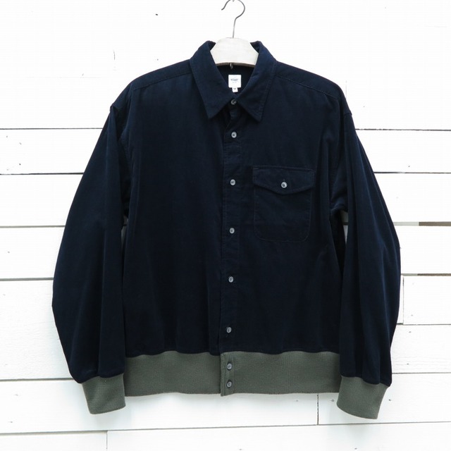 RANDT アールアンドティー Knit Button Shirt リブニット コーデュロイシャツ NEPENTHES ネペンテス USA製 ネイビー メンズ Mサイズ