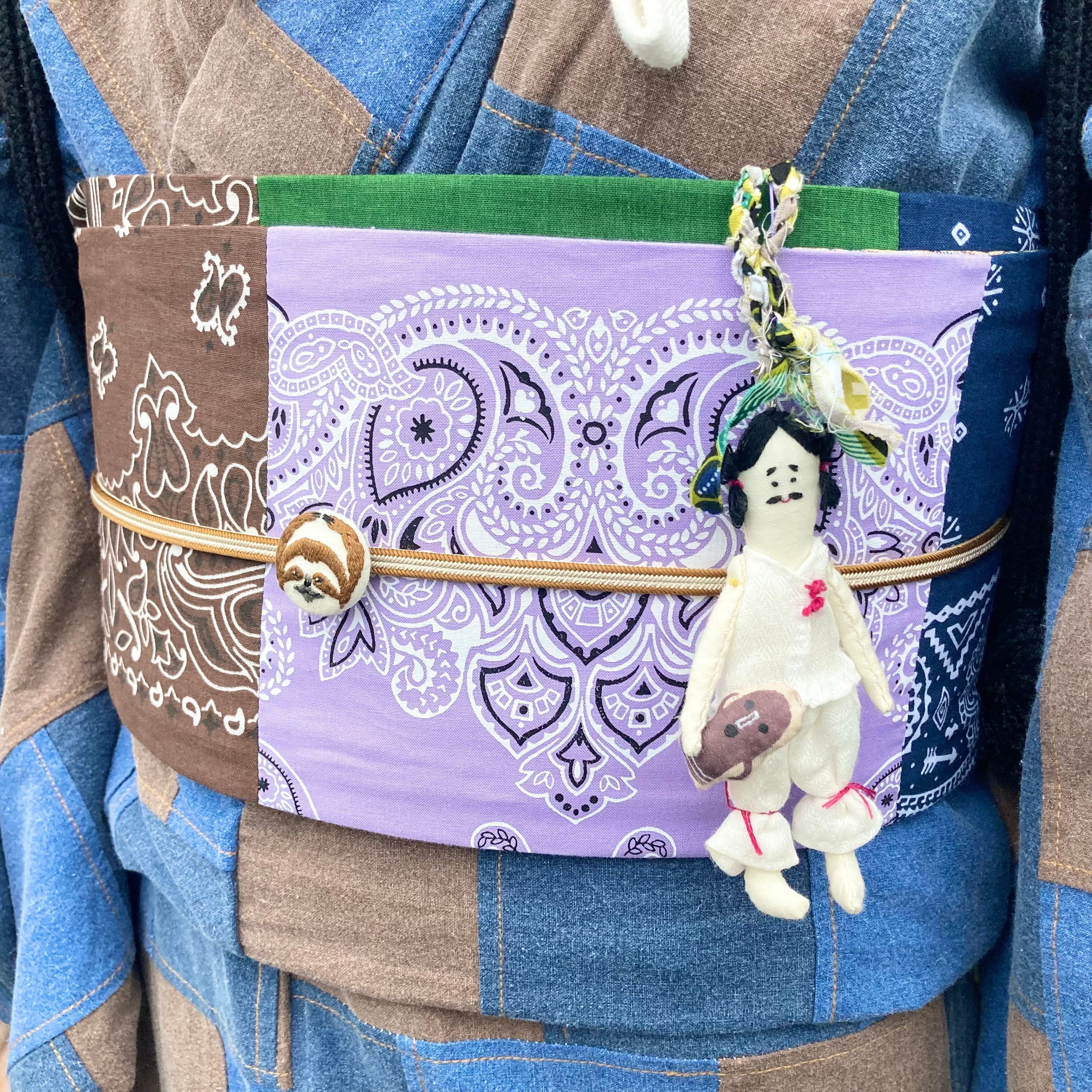 パッチワーク着物(青と茶) | Miel