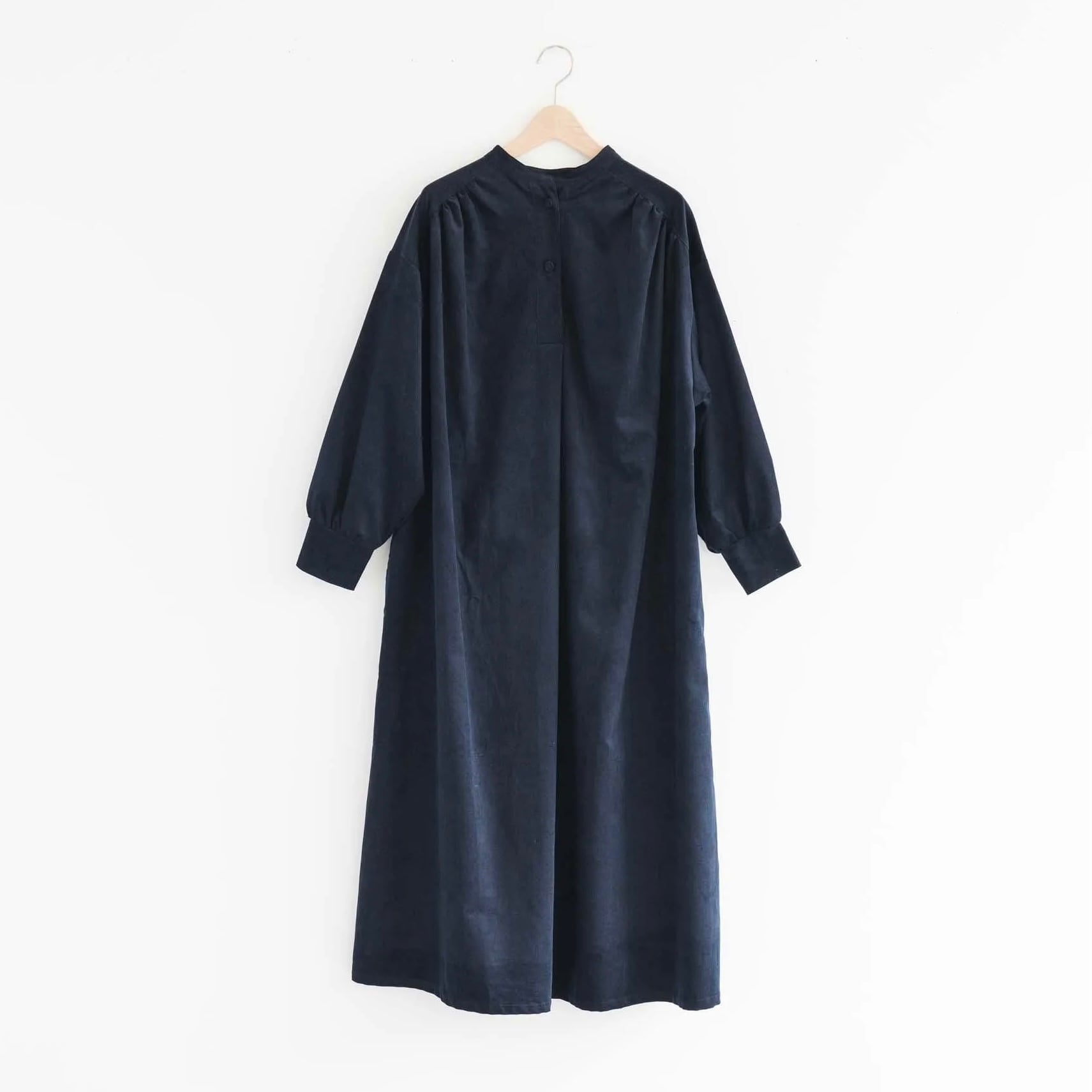 D｜エアコールギャザーワンピース（ネイビー）コーデュロイ | robin ASO