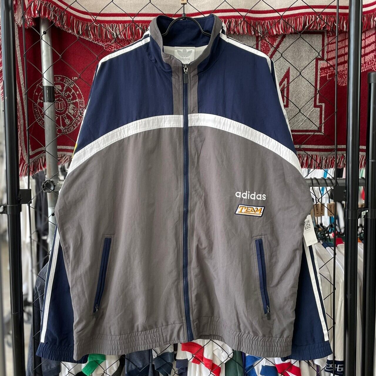 【オーバーサイズ、90s】adidasナイロンジャケットジップパーカーXL