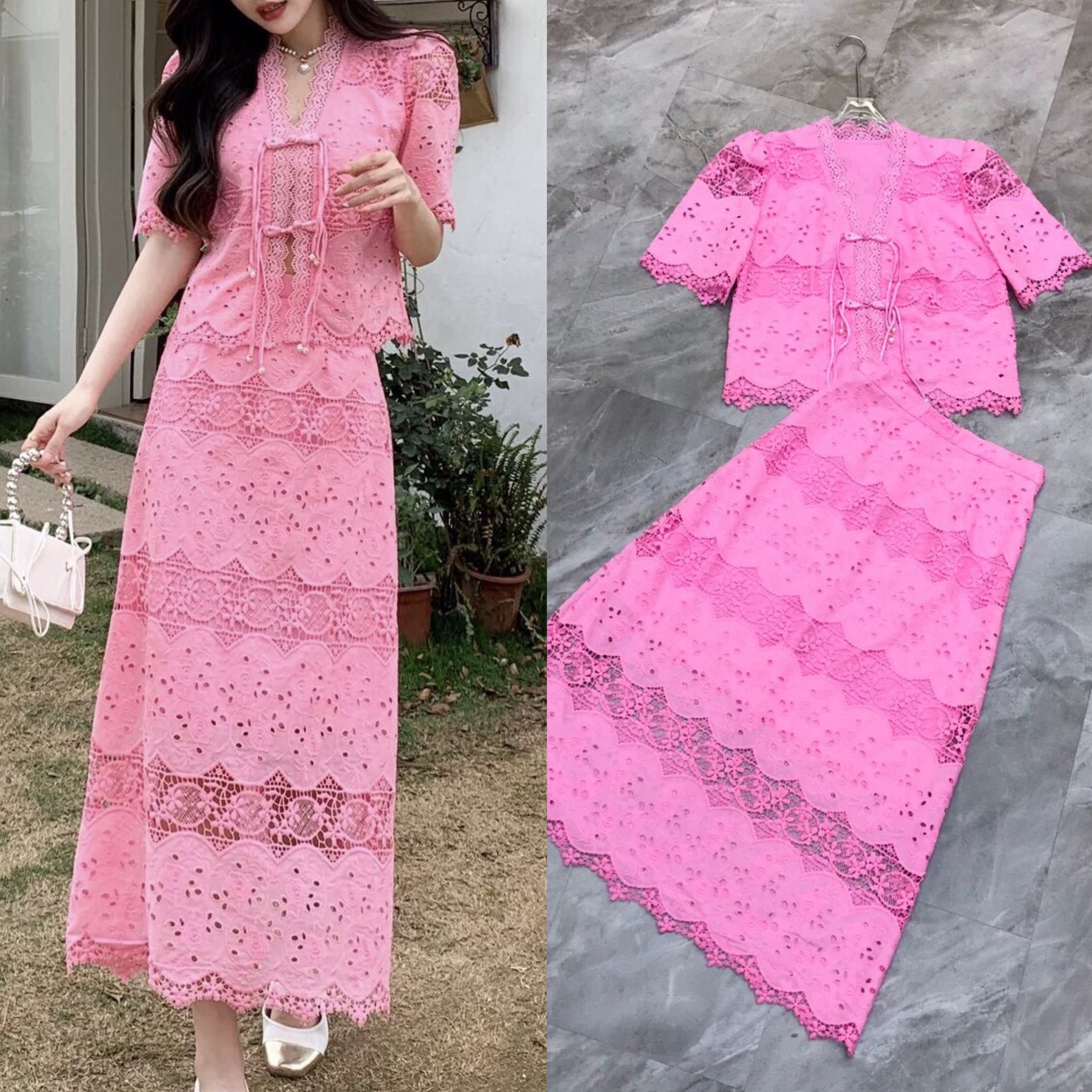 tutuHA♡激レア♡スカルワッペンワンピース♡総レース♡濃ピンク♡Fサイズ Swankiss（スワンキス）の「TS Rose刺繍 mademiselle O/P（ワンピース