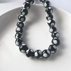 【465GB-N1】4pcs トンボ玉ドットガラスビーズ　ブラック　10×11mm