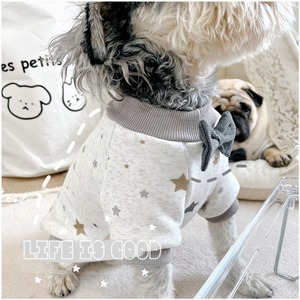 即納　復興支援プロジェクト　対象商品　【pecoramouselect】蝶ネクタイ付きお星さまプリントトレーナー