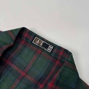 DAKS ダックス チェック柄 リネン混 半袖 ワンピース サイズ 11AR /モスグリーン系/レディース
