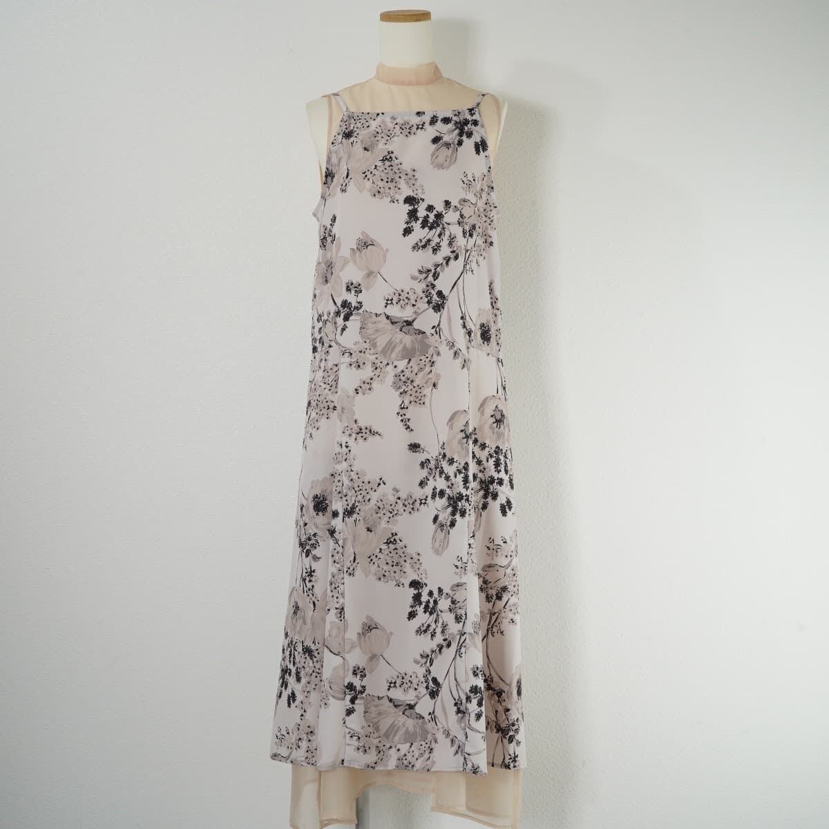 AMERI アメリ 2WAY FLOWER LAYERED SHEER DRESS フラワーレイヤード  