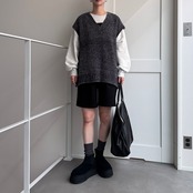 モールニットルーズvest/グレー